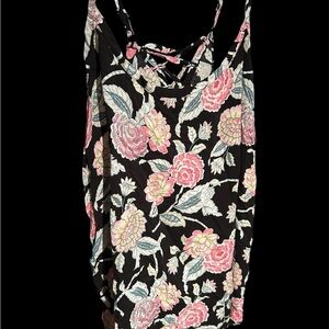 torrid Black Floral Lace-Up Camisole with Pink & Cream Blooms